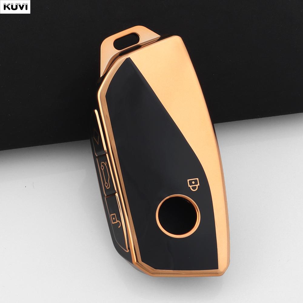 TPU Golden Key Case Cover Holder Fob Keychain For BMW G07 X7 LCI U11 X1 G70 7 Series G09 XM F98 X4M LCI G18 X5 G81 M3 I20 IX