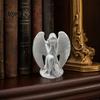 Living Room Angel Decoration 3D Printed Figurine, Small Crouch Tabletop Ornament, Statue White Winged Sculpture for Home Garden Decor Decorative