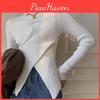 Top Knitted Women For Bottoming Autumn Winter Slimming Niche Hem Slit Sweater