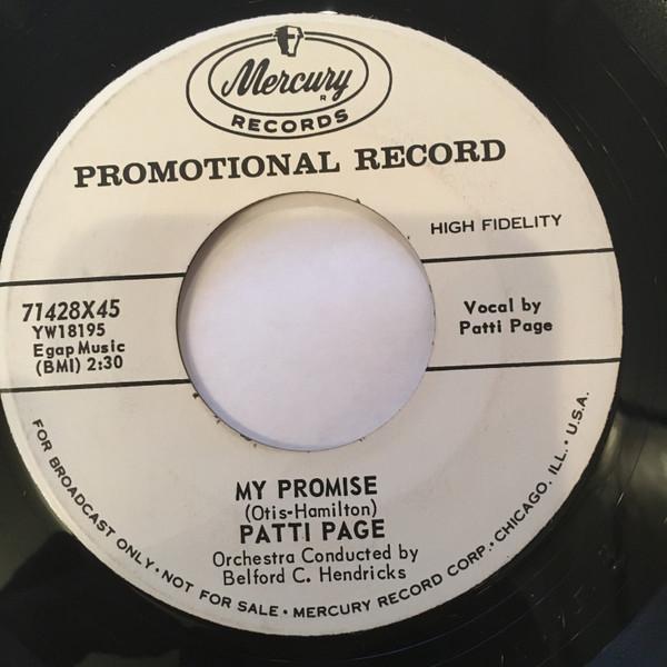 

7inch Record PATTI PAGE My Promise The Walls Have Ears 71428X45PROMO MERCURY 1959 US Pop Used