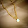 Gold Plated Toggle Chain Necklace with Mother of Pearl Pendant, Vintage Chunky Cable Chain for Women, Elegant Daily Jewelry