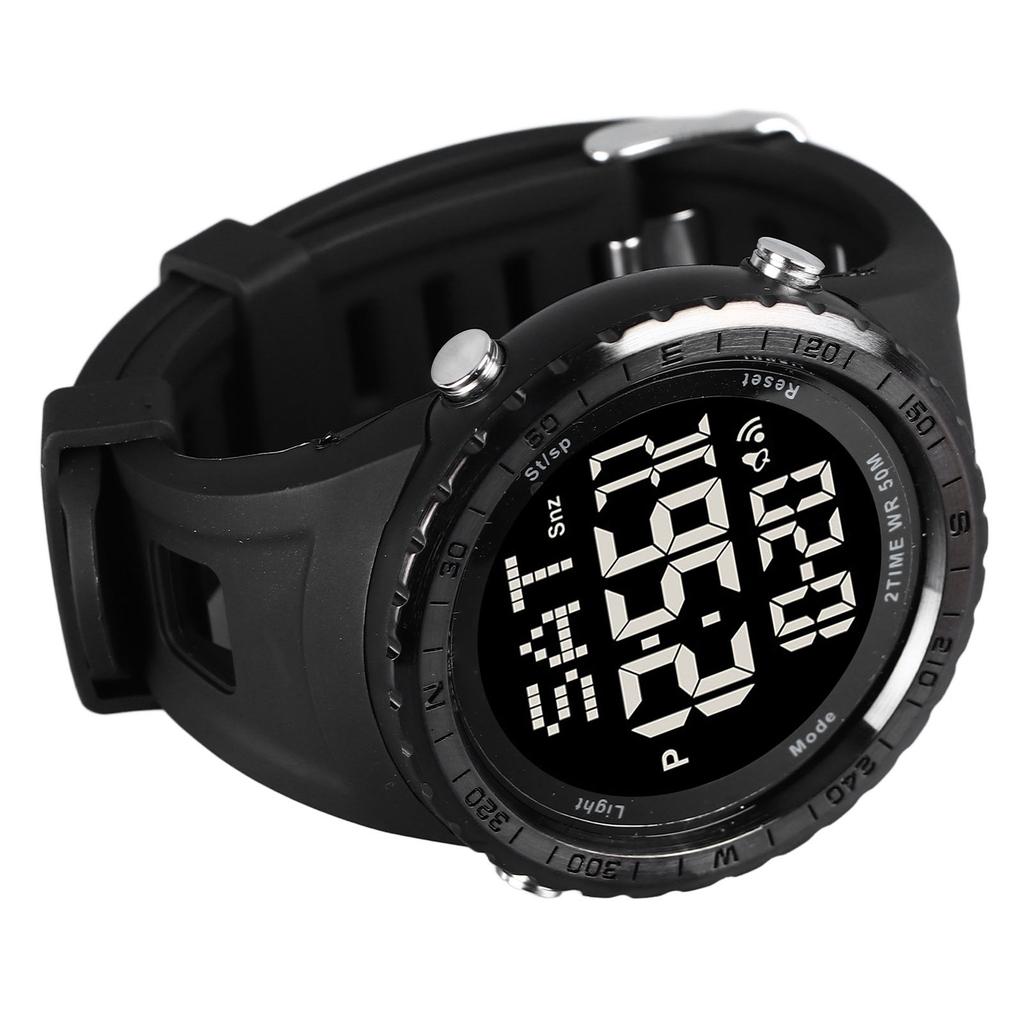 Men Analog Digital Watch Water Resistant LED Display Calendar Alarm Backlight Fashion Men Chronograph Sport Watch Black