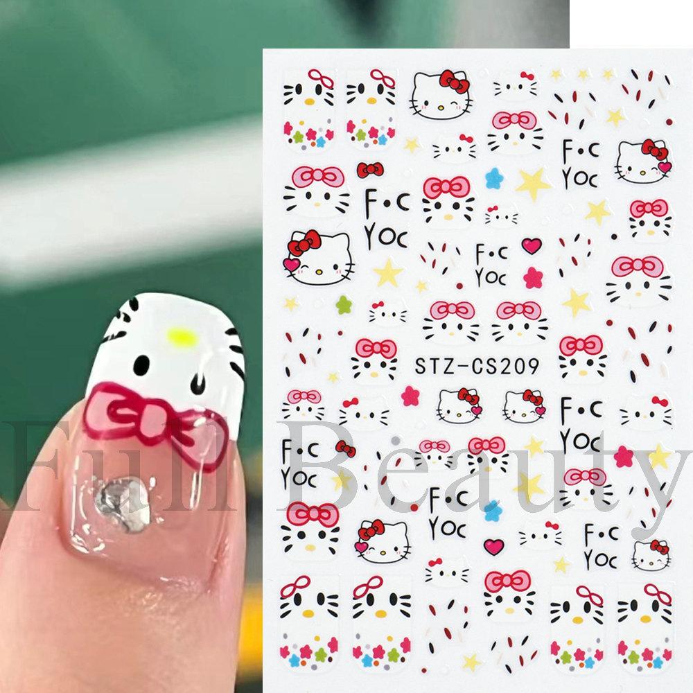 Nail Art Stickers, Cartoon Cute Pet Kitten Cat Expression Cat Paw Adhesive Nail Stickers