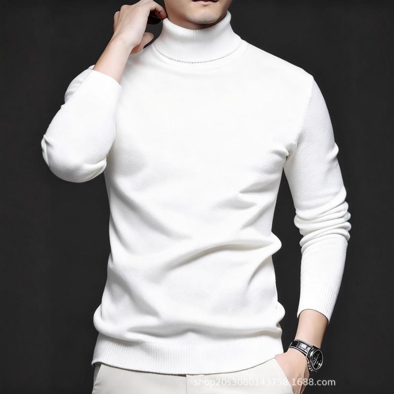 Men's Solid Color Turtleneck Knit Top Casual Warm Winter Base Layer
