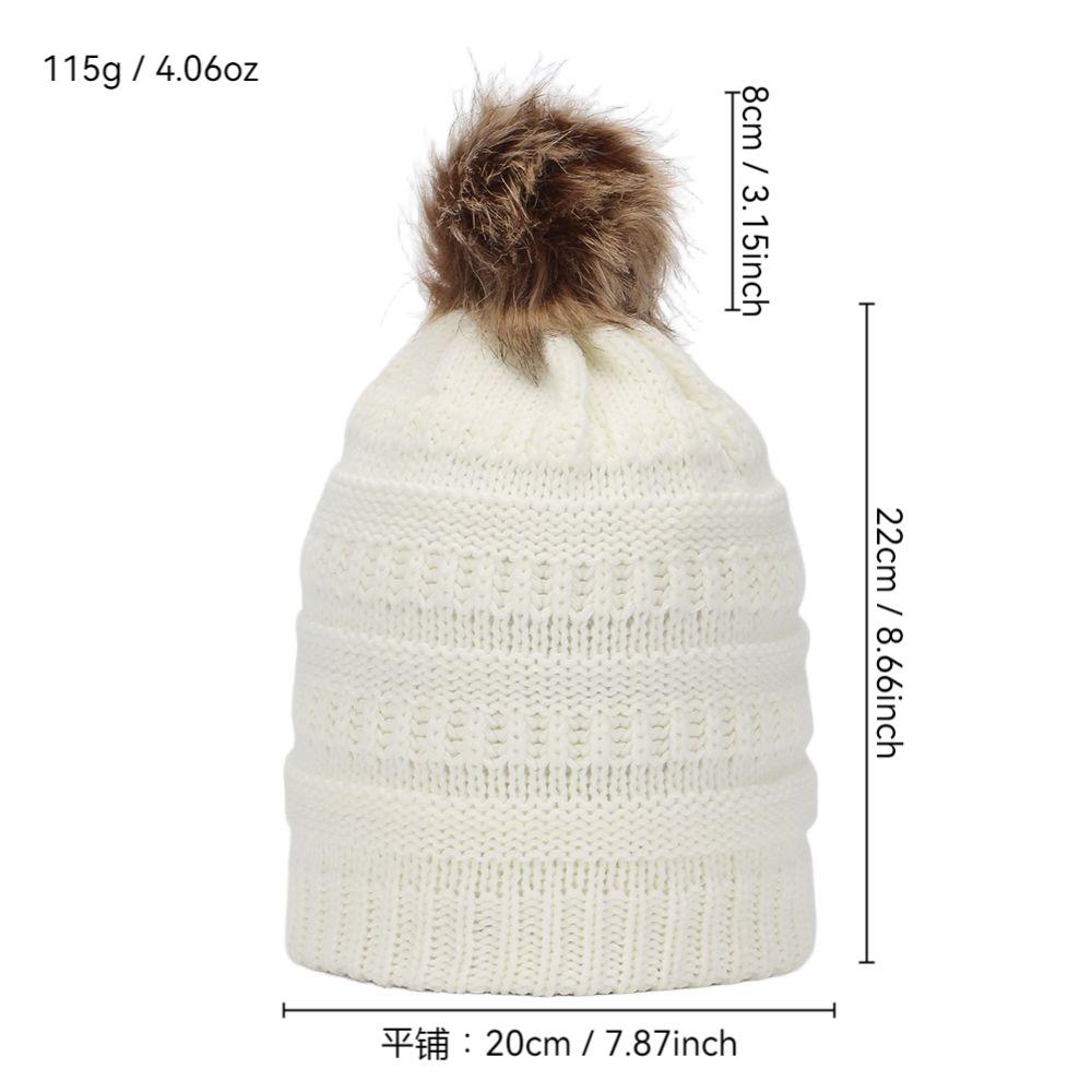 European and American hot-selling adult winter plush wool hat hairball warm knitted hat thickened hat