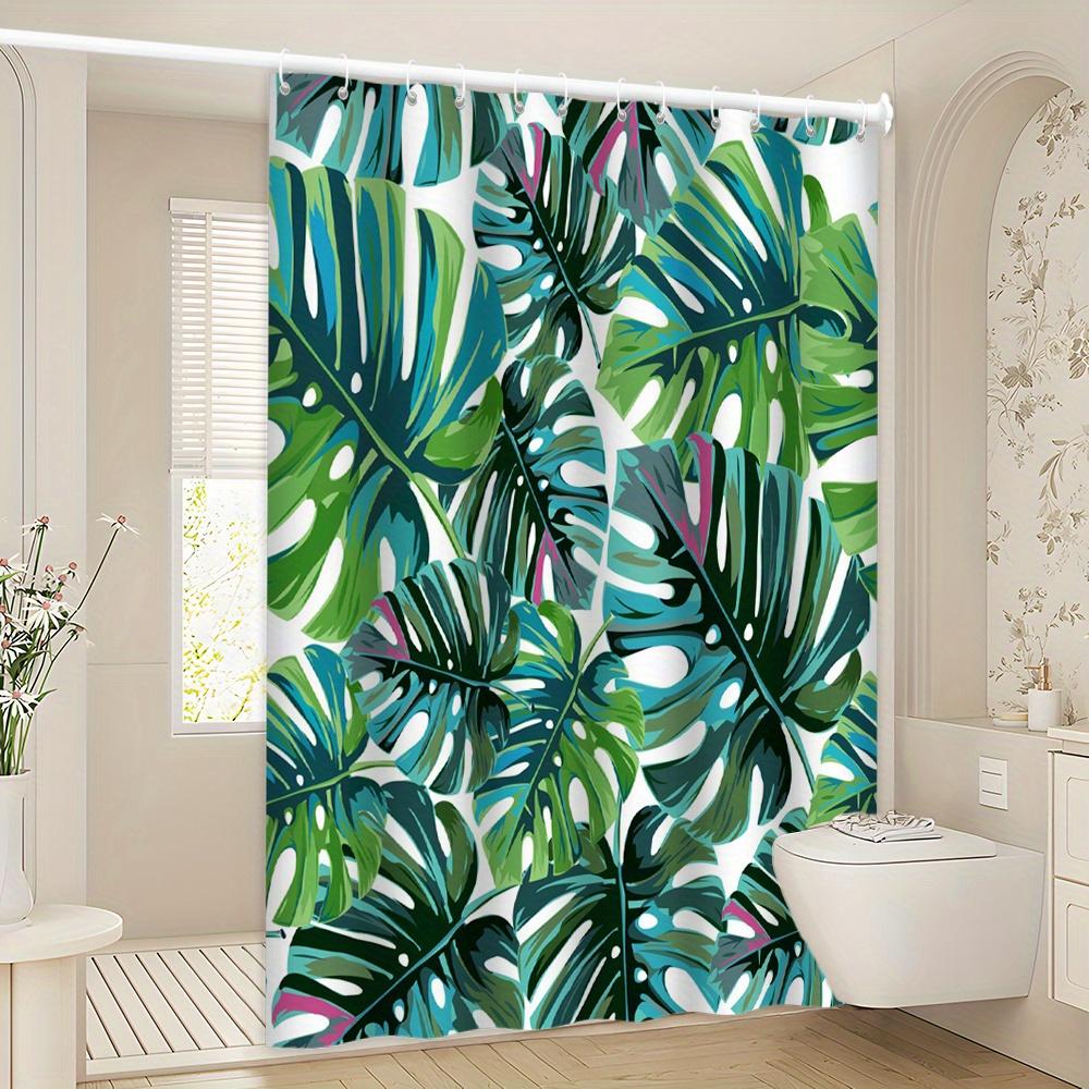 Tropical Monstera Shower Curtain - Vibrant Green Leaf & Exotic Plant Theme for Bathroom Decor, Adds Fresh and Lush Atmosphere