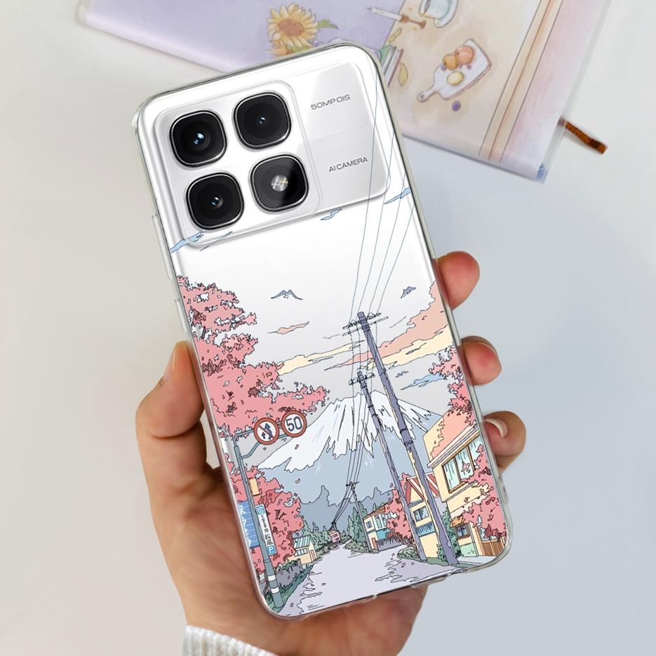 For Xiaomi 14T Pro Case Stylish Flowers Painted Cover 6.67'' Clear Silicone Phone Case For Xiaomi Mi 14T 14TPro Mi14T Soft Shell
