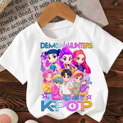 Kids T Shirt Kpop Demon Hunter HuntrX Child Tees Shirt Summer Y2k Tops Short Sleeve Tees FashionT-shirt for Girls Boys