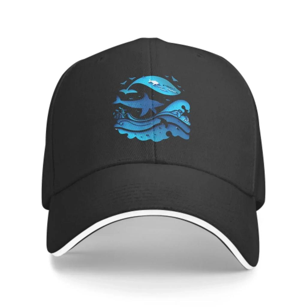 Blue Ocean Whale New Summer Fashion Duck Tongue Cap Men's And Women's Adjustable Caps Outdoor Travel Leisure Baseball Hat