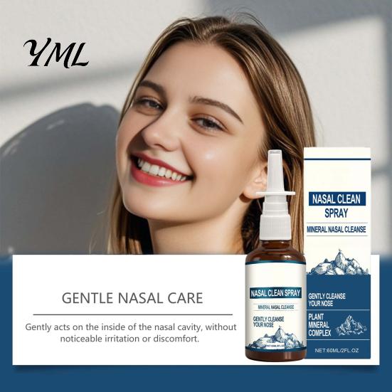 Portable Nasal Protection for Travel Natural Spray, 60ML Daily Cleanse And Care Mist Mineral Based Gentle Non-Medicated Spray Dry Air, Travel,