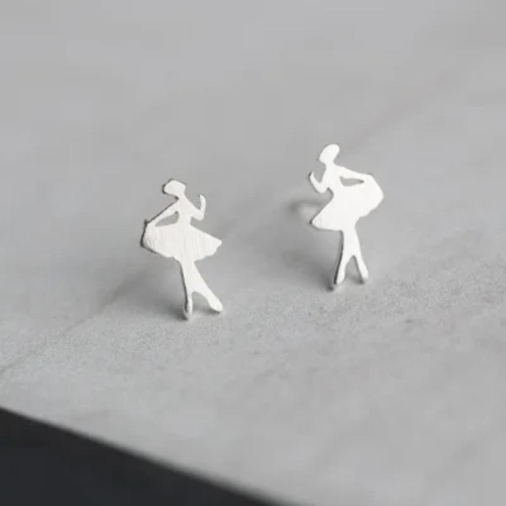 Silver Plated Korean Style Stud Earrings for Women Creative Ear Hole Design Allergy Free Fine Jewelry Accessories