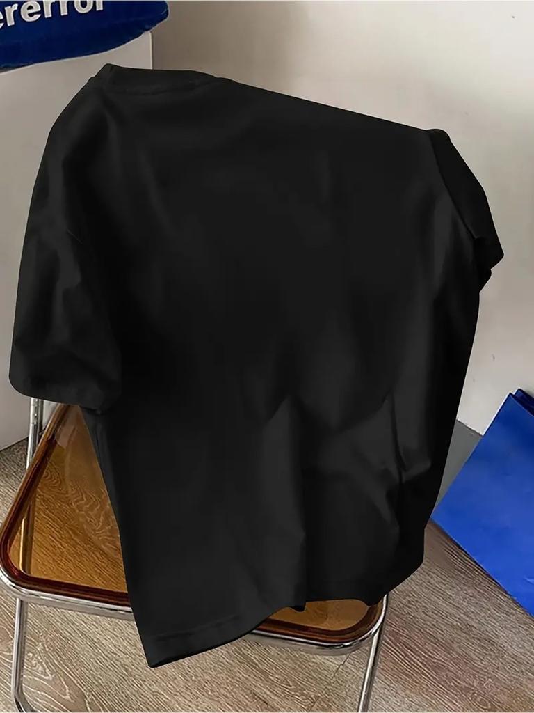 Atmungsaktives Herren Yin-Yang T-Shirt | Oversized Lässig Rundhalsausschnitt, Leichtes Sommer-T-Shirt, Maschinenwaschbar, Schwarz mit Weißem Design, Kurzarm