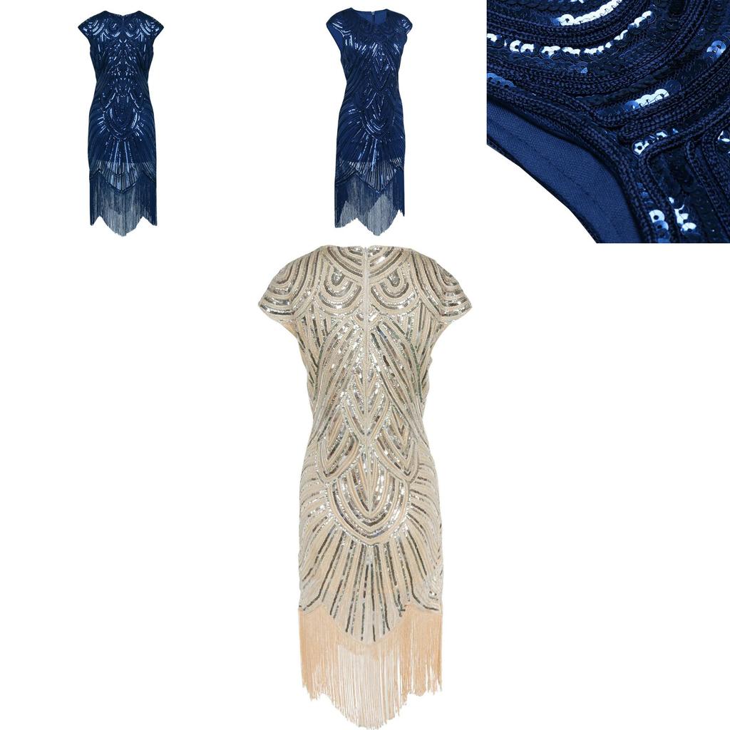 Great Gatsby Vintage Sequin Gown Elegant Cocktail Dress For Women**