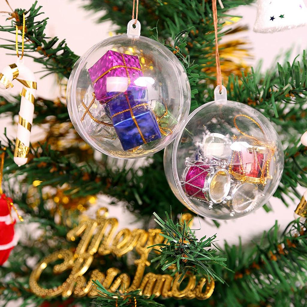 5pcs Clear Plastic Baubles Christmas Baubles Sphere Fillable Tree Ornament