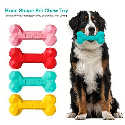 Natural Rubber Dog Chew Toy with Bone Shape, Non-Toxic and Durable, Slow Feeder and Teeth Cleaning Function for Large Dogs