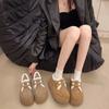 Low top plus winter slope heel college wind hair fleece snow boots fluff thin Birkenstock cotton shoes women's tide muffin