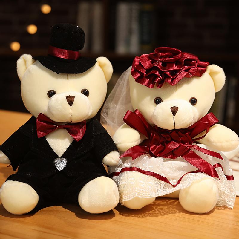 Hot Sale Couple Wedding Bear Romantic Plush Doll Toys Christmas Gift Bride & Groom For Lovers