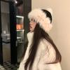 Big Head Circumference Antifreeze Ear Protection Hat Splicing Hairball Mongolian Hat Thickened Warm Knitted Fluffy Hat Women's Winter