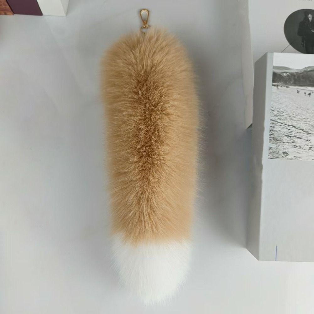 Fashion Huge Fluffy Faux Fur Fox Tail Keychain Warm Thickening Therian Tail Bag Charms Soft Fur Pendant for Women Girl