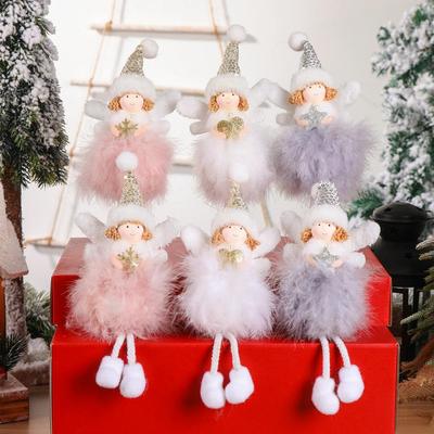 Feathered Christmas Angel Tree Ornaments Décor Set