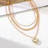 Heart Shaped Pendant Necklace Fashionable Charm Temperament Three Piece Necklace Girl Student Necklace Dinner Personality Sexy Sweater Chain Set