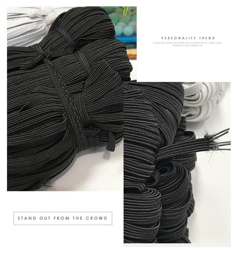Black and White Flat Latex Elastic Band - Low Elasticity for Clothing