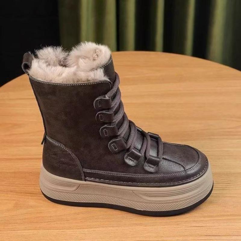 Winter Women's Warm Plush Snow Boots High Quality Cold Proof Casual Suede Cotton Boots Women's Pu Leather Ankle Boot Botas Mujer