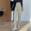Small narrow version straight leather pants women's autumn and winter new high waist and thin temperament nine-point pipe pants