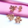 Purple Gold-Plated Rose Gold Car Flower Flower Hollow Shiny Earrings Sweet Gold Stud Earrings For Women