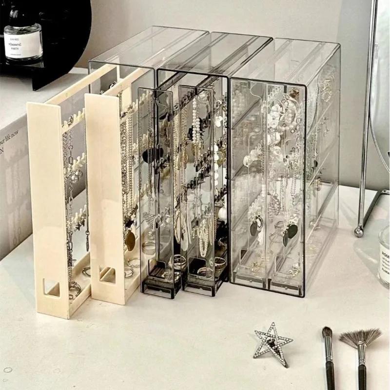 Women Jewelry Storage Box Rings Holder Necklace Earring Organizer Display Stand Large Container Transparent Dustproof Boxes Gift