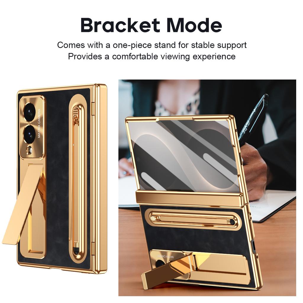 For Samsung Galaxy Z Fold 8 Case Hard PC Plating Hinge Protectin Bracket Cover for ZFold 8 Fold8 with S Pen Slot Screen Funda