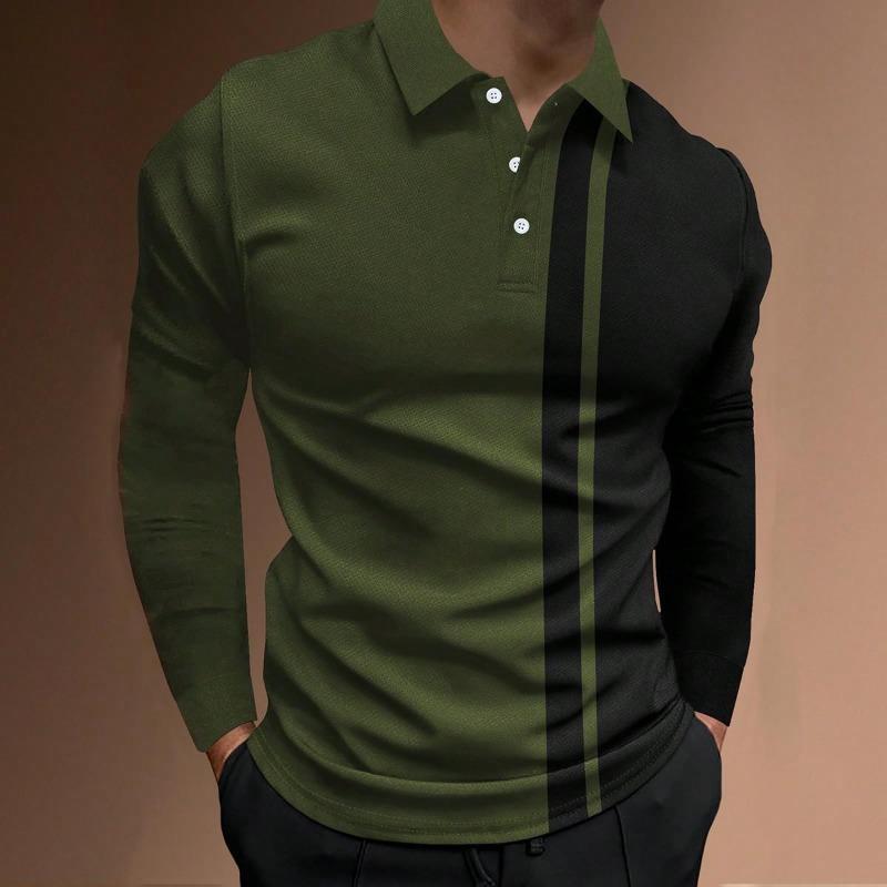 

Европейская модная одежда Мужская рубашка-поло премиум-класса с длинными рукавами 2XL армия зеленый