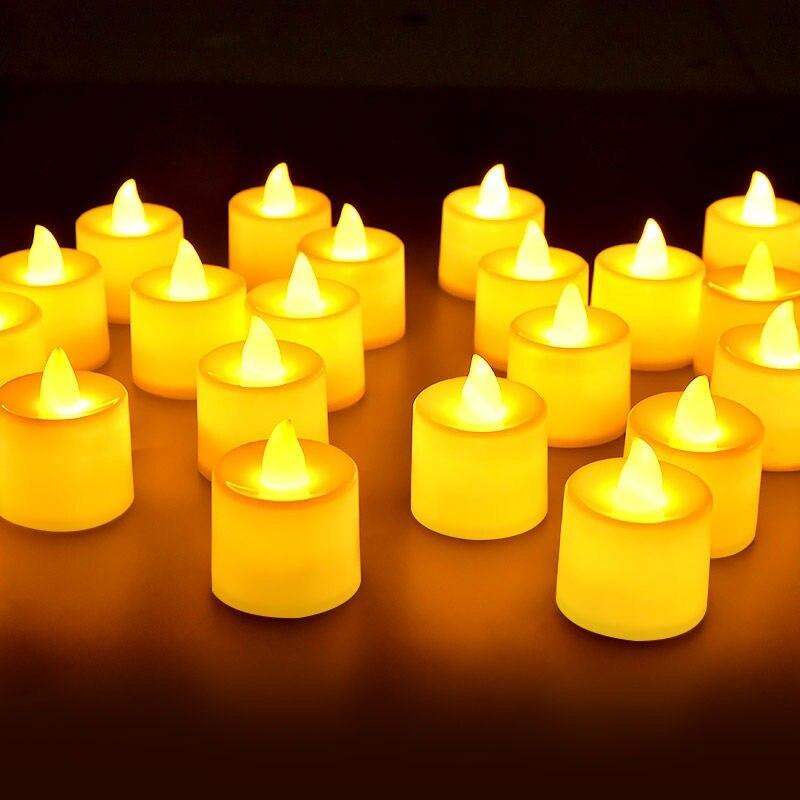 24Pcs Flameless Led Candle For Home Party Wedding Decoration Heart-shaped And Circular Electronic Battery-Power Tealight Candles