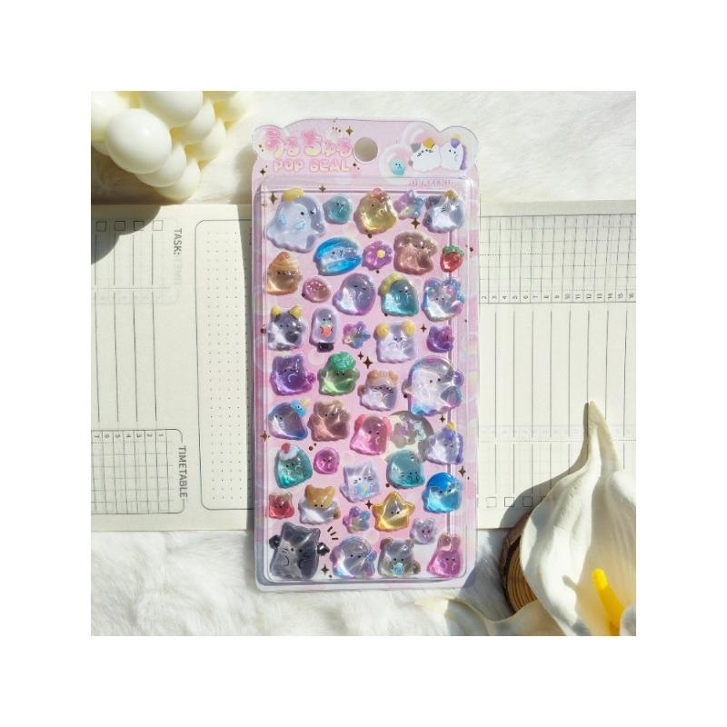 shiny crystal decorative stickers featuring cute animal and flower designs suitable for phone cases and laptop stickers