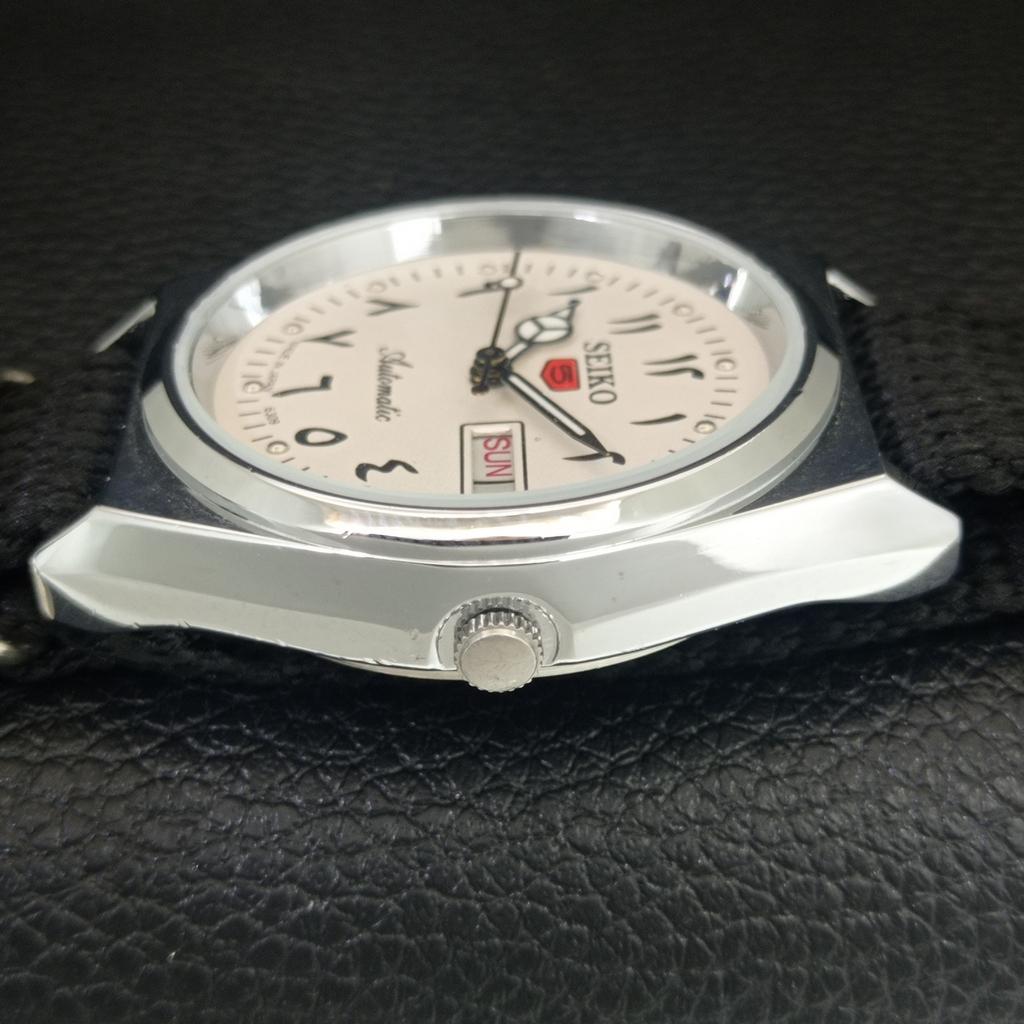 JAPAN VINTAGE REFURBISHED SEIKO 5 AUTOMATIC 6309A MENS WHITE WATCH a442594-1