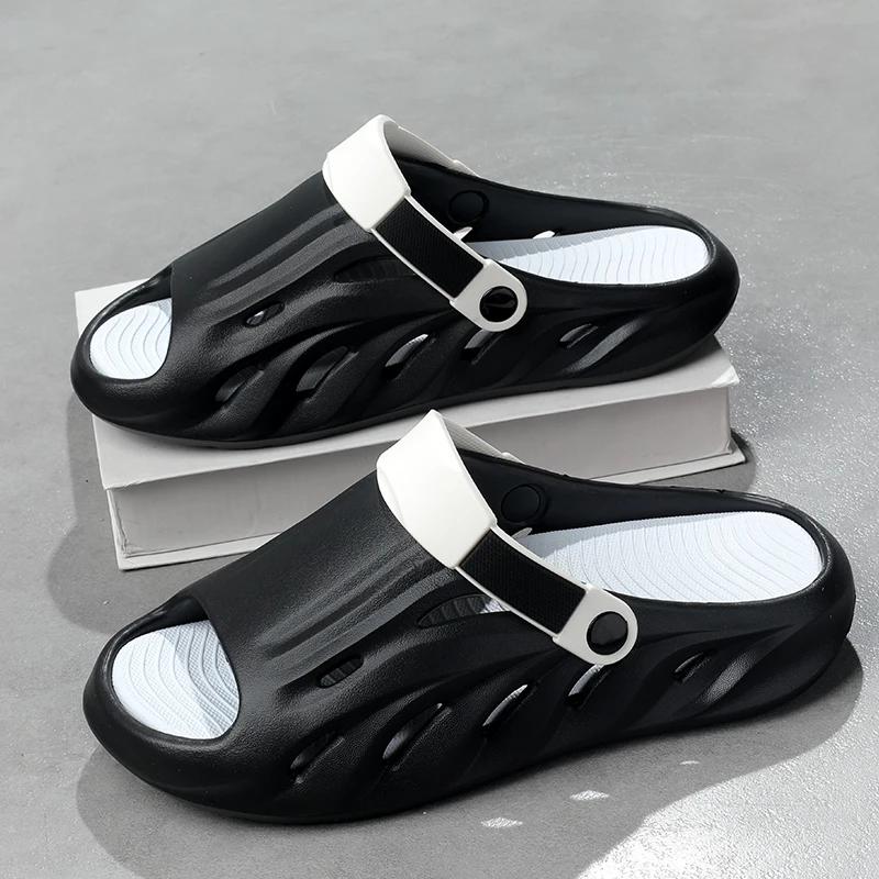 Fashion Casual Thick Bottom Slip-On Slippers Breathable Anti-Slip Summer New Style for Couples Outdoor Wear Comfortable EVA Material