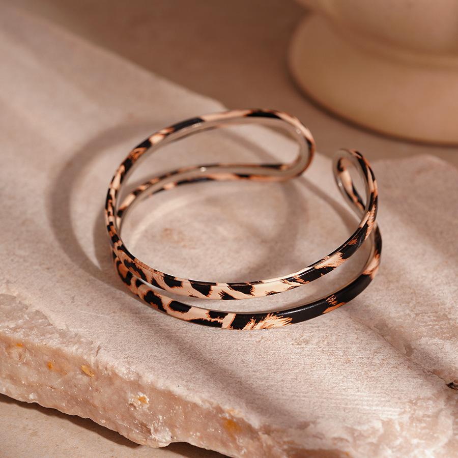 

Европейский и американский винтажный кожаный геометрический браслет-манжета с леопардовым принтом