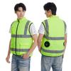 Vestă de lucru răcoritoare pentru exterior pentru bărbați, cu benzi reflectorizante și ventilator - Aer condiționat de vară pentru salubritate și administrația drumurilor.