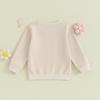 Toddler Baby Fall Sweatshirt 24M 3Y 4Y 5Y 6Y Fuzzy Letter Embroidery Long Sleeve Round Neck Pullover Loose Tops