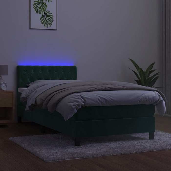 Maison Exclusive - Sommier à lattes de lit avec matelas et LED Vert foncé 90x200cm