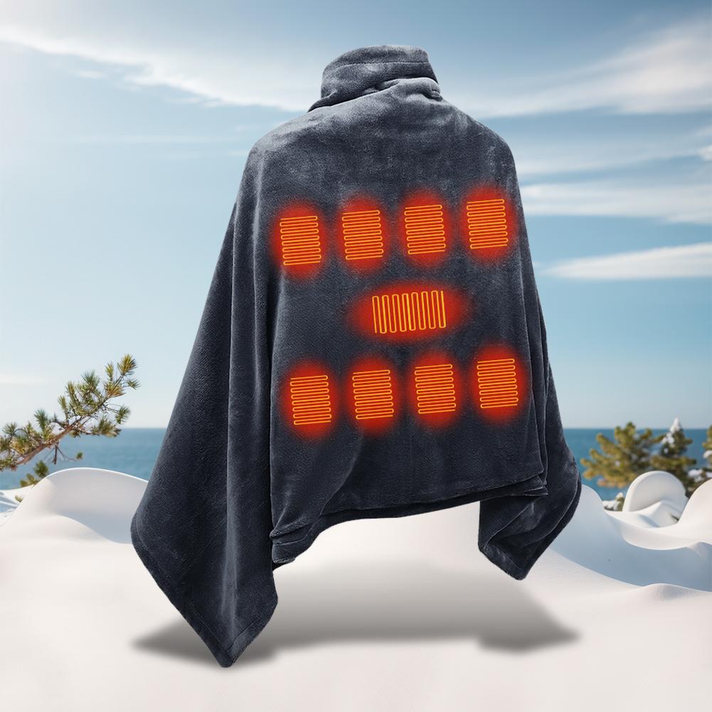 Pătură încălzită din flanel USB, cu 3 reglaje de temperatură, pătură încălzită wireless, șal încălzit fără fir pentru camping în aer liber