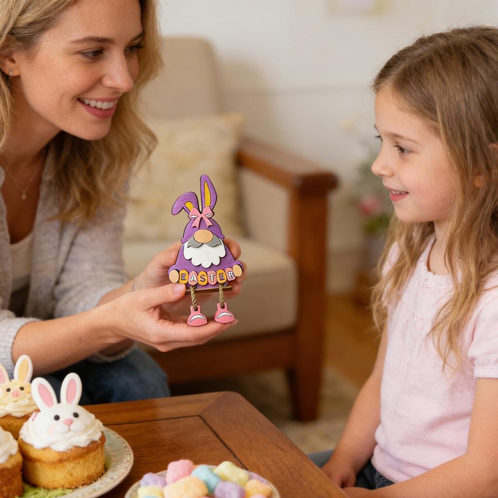 Easter Ornaments, Decorative Items, Cartoon Figurines, Wooden Desktop Decorations