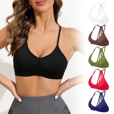 Women Sports Bra with Removable Strap Wireless Strappy Racerback Yoga Fitness Bralette Quick Drying No Underwire Gym Workout Crop Top