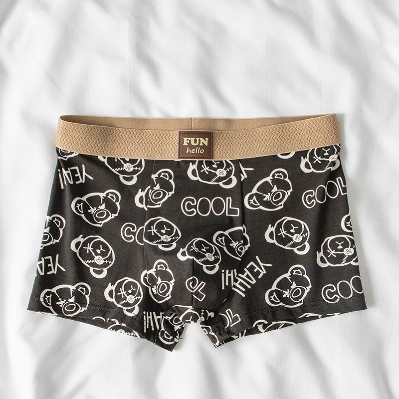 

Стильные мужские трусы-боксеры 2025 - Чистый хлопок с модным принтом «Маленький медвежонок» XXL чёрный