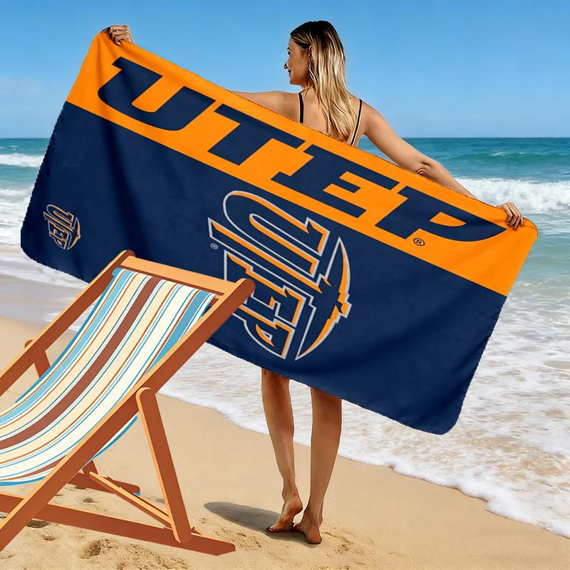 UTEP Miners Print Beach Towel, Large Soft Quick Dry Towel for Beach Camping Swimming
