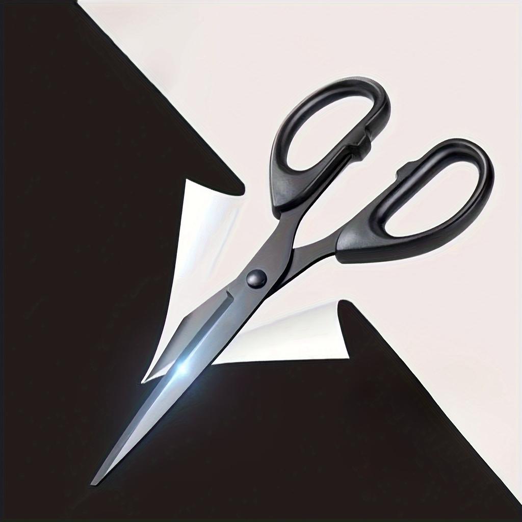 1pc Large Thickened Black Edge Scissors, Blackening Anti-rust Craft, With Non-stick Coating, Widely Suitable For Daily Home, Office, Art Paper Cutting