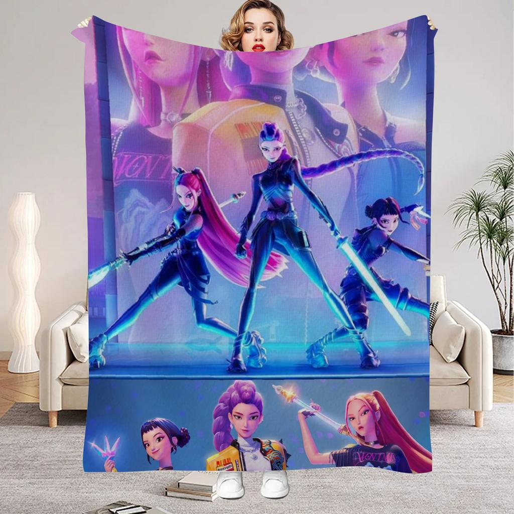 Kpop Dämonenjäger Huntrix Decken Qualität Weich Warm Überwurfdecke Winter Kinder Sofa Bett Flauschige Tagesdecke