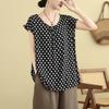 Summer Women's Polka Dot Print Blouse Loose Fit V Neck Sleeveless Casual Top