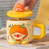 High value, cute and super good-looking clown cup, girls' household drinking cup, milk cup, ceramic mug with lid spoon.
