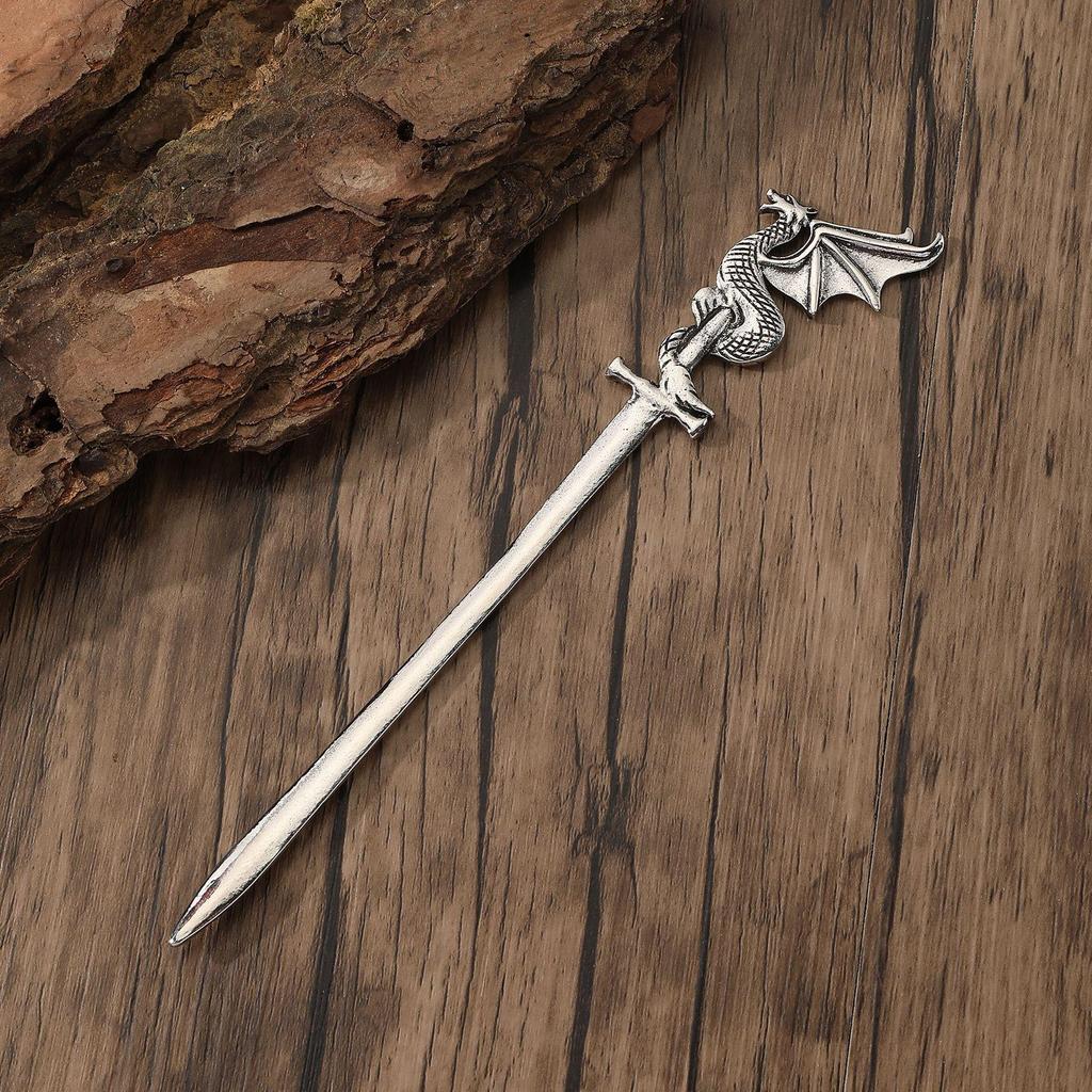 Retro Viking Dragon Sword Hairpin: Versatile Fashion Jewelry